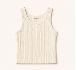Cream Ribbed Tank Top
